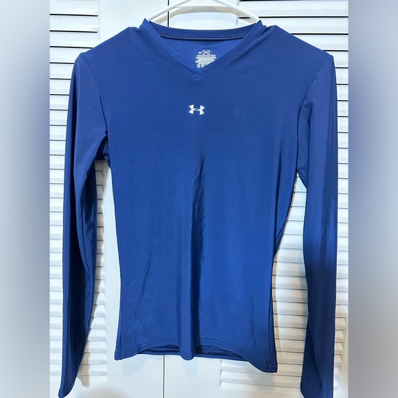 Women’s Under Armour V-Neck Compression Top Royal Blue - Picture 1 of 4